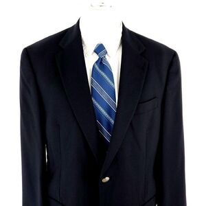 Hart Schaffner Marx 1887‎ Wool 2 Silver Button Blazer 40R Black